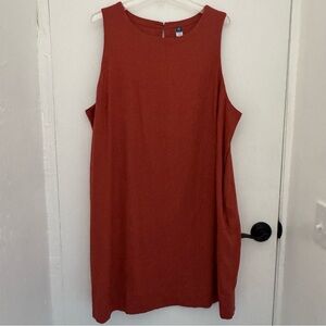 Old Navy Rust Mini Dress linen blend side pocket coastal minimalist casual